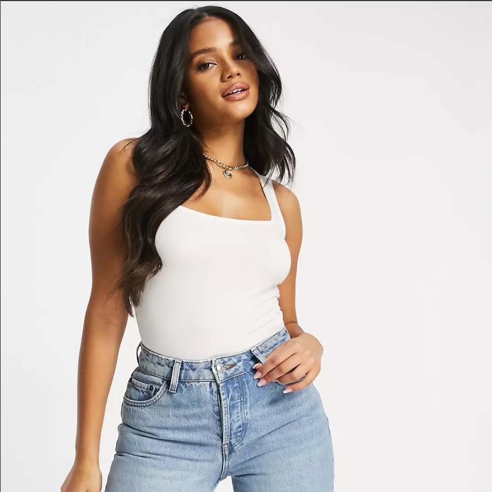 ASOS DESIGN tank with square neck - White - US 2